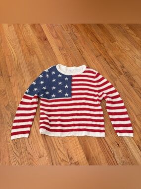 Grayson Threads Red, White & Blue Flag Stripe Crewneck Sweater